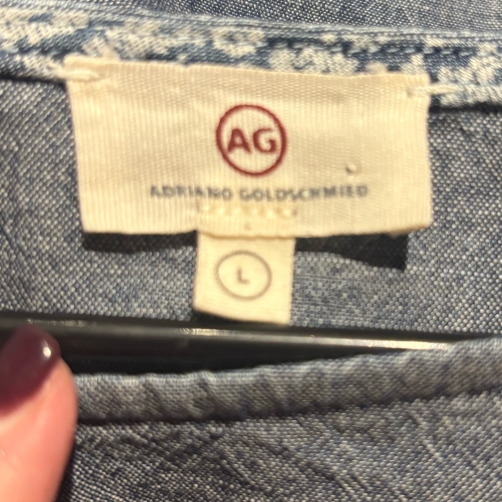 AG Adriano Goldschmied Chambray Ombre Denim Peplum Top Size Large - Picture 4 of 5